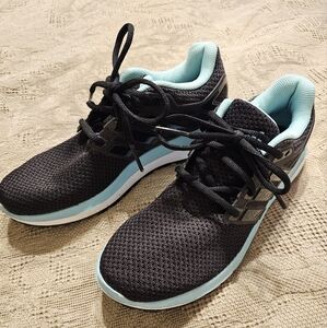 Women's Black and Blue Adidas Energy Cloud WTC Athletic Shoes Sz 7 1/2...